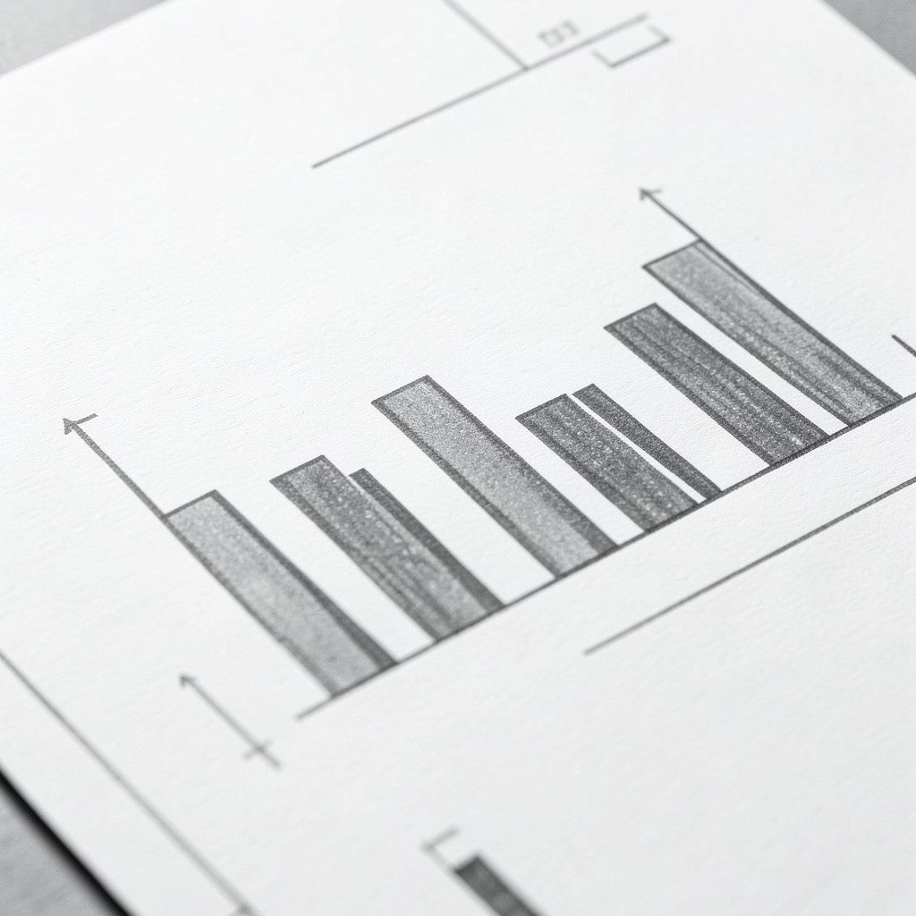 Clean bar and line charts on a boardroom printout